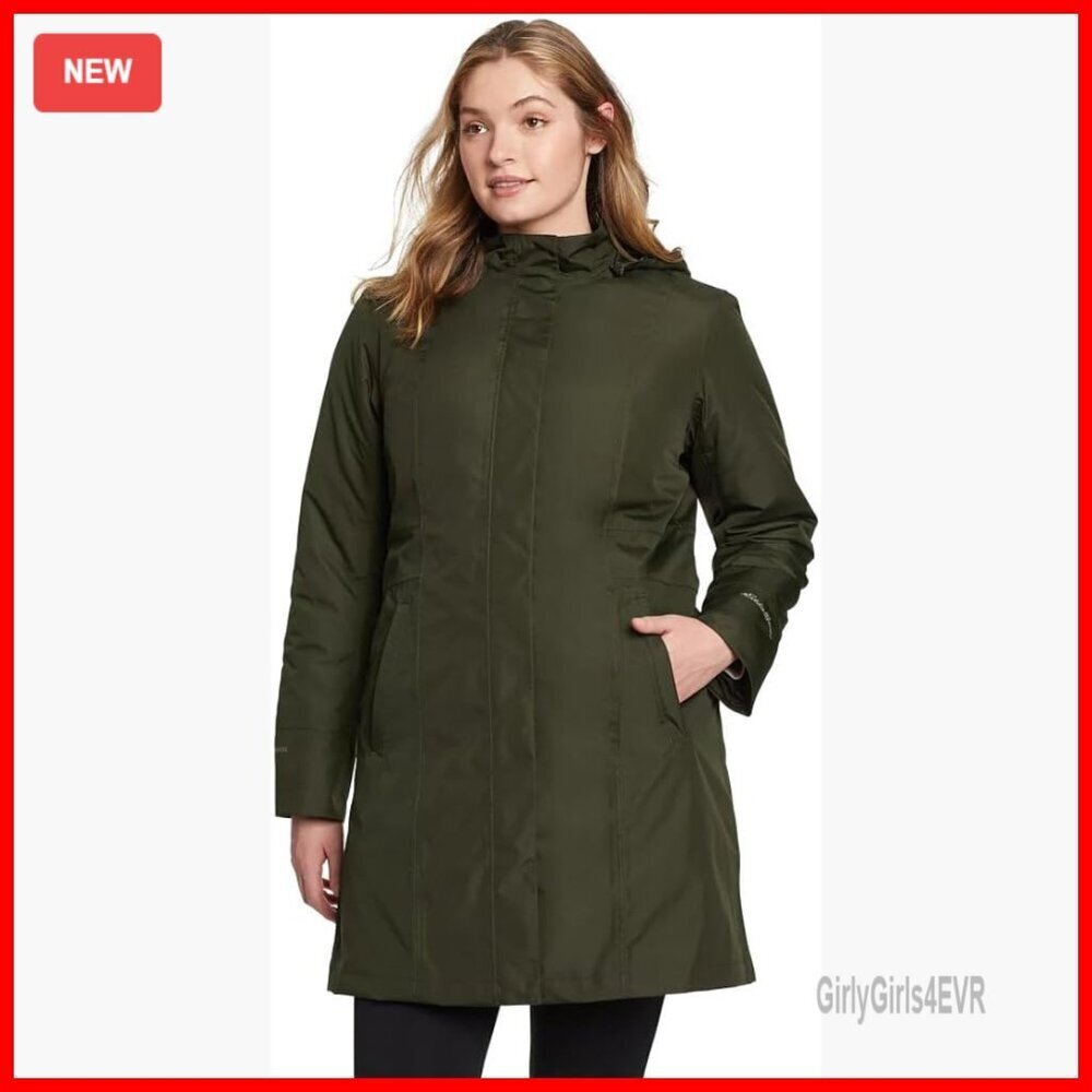 Waterproof Trench Coat with Zip-Off Hood, Insulated Liner